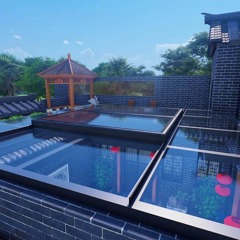 Villa မြေအောက်ခန်းတွင် လျှောလျှောမိုးကာ တစ်ခုတည်းဖွင့်ခြင်း။